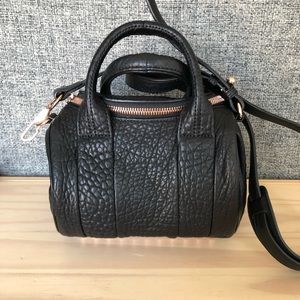 Alexander Wang MINI ROCKIE in Black Pebbled Lambskin and Rose Gold hardware